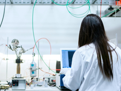 female tech in lab