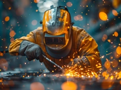 Welder Working on Metal Piece